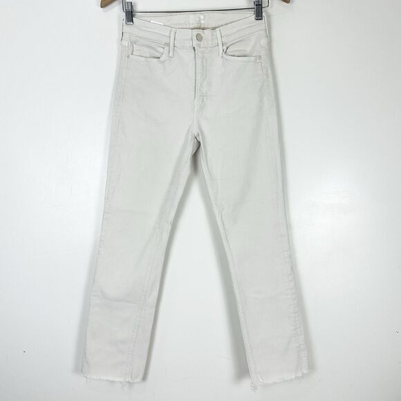 MOTHER THE MID RISE DAZZLER CROP FRAY Cream Puffs Size 27 - Picture 2 of 15